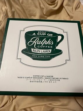 Ralph Lauren Green and White Coffee Cup Box Set - Ralph's Coffee Design